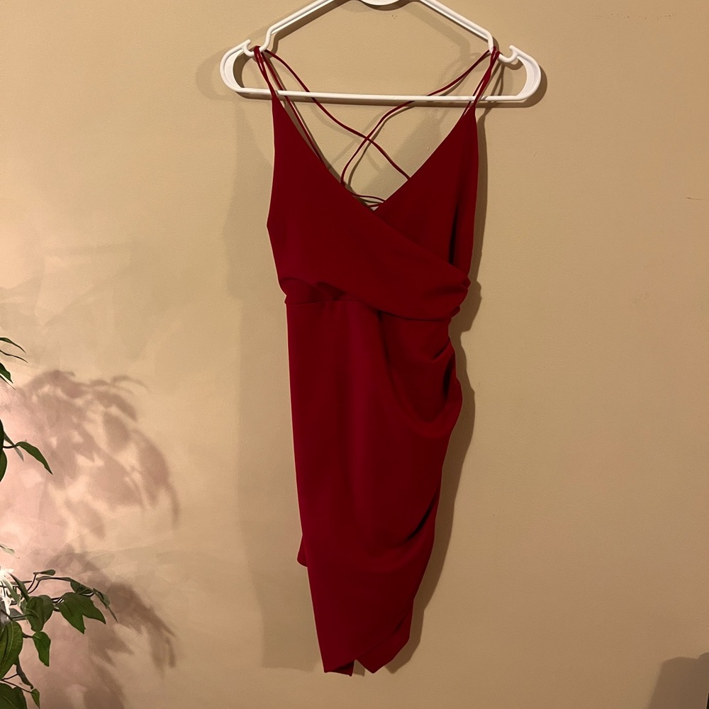 Red strappy back mini dress